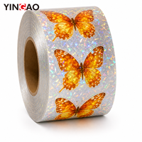 Autocollants papillons éthériques personnalisés en rouleau, imperméables, découpés, motifs animaux mignons pour scrapbooking et décoration de cadeaux