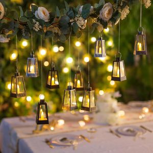 Mini lanterne décorative, petites lanternes à bougies dorées avec <span class=keywords><strong>bougie</strong></span> LED vacillante pour <span class=keywords><strong>la</strong></span> décoration <span class=keywords><strong>de</strong></span> table <span class=keywords><strong>de</strong></span> mariage, Noël, piles incluses - Product Image 4