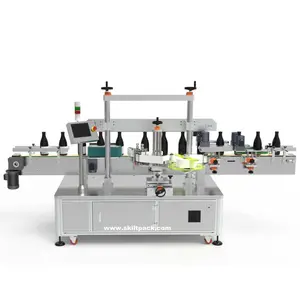 SKILT Auto Square Bottle Sides Labeling Machine jars cans label applicator with printer manufacturer since 1998