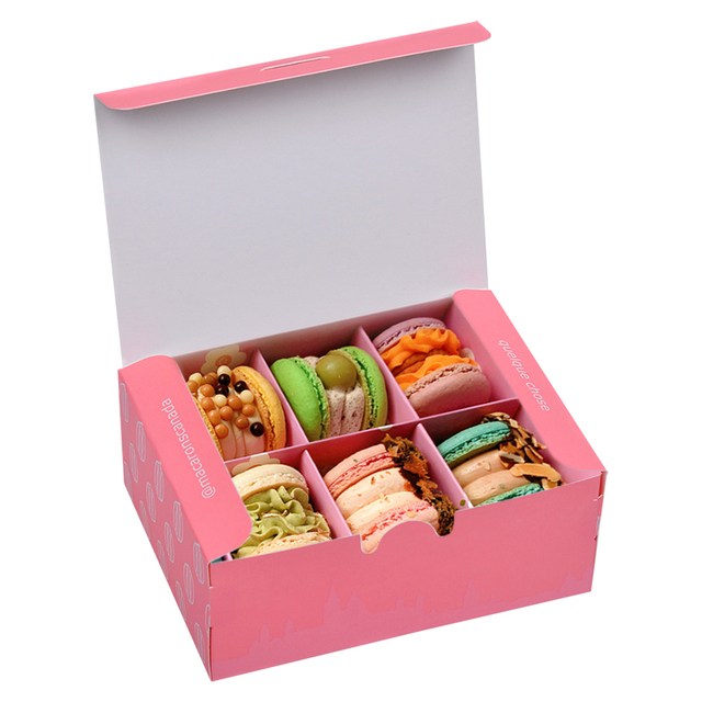 Food Grade Custom Size Cardboard Book Shape Art Paper Gift Macaron Packaging Box for 6pcs Macaron Nuts or Kernels