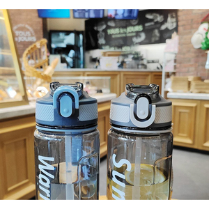 Minimalist <b>Plastic</b> <b>Water</b> <b>Bottle</b> With Straw 800ml Bpa Free Portable Travel Cup Unisex For Hiking And Outdoor Activity - Product Image 2