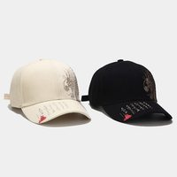 Gorra de Béisbol Ajustable de 6 Paneles con Estampado de Dragón Chino en Lona de Poliéster/Algodón para Hombre y Mujer - Para Exteriores