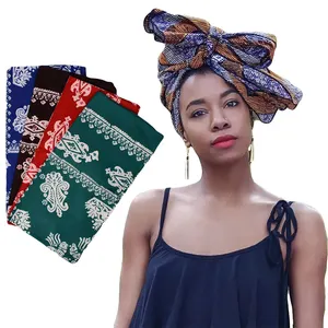 Große Lager Großhandel quadratische Größe Frauen Kopf Hijab Schal gedruckt Design Afrika Polyester Baumwolle Kopf wickel Schal