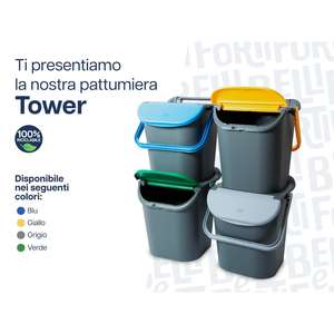 Contenedor de Reciclaje Tipo Torre de 30 Litros, Azul, con Tapa Enrollable y Perilla de Bloqueo, de Plástico PP, para Uso en Interiores/Exteriores - Product Image 2