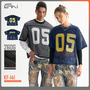 高品質 カスタム アスレチック サッカー ベースボール フットボール バスケットボール ストリートウェア 衣装 Tシャツ スポーツ ボクシー メッシュ ジャージ - Product Image 6