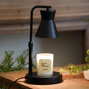 Black Glass <b>Candle</b> Warmer <b>Lamp</b> with Crystal Dome <b>Shade</b> Modern LED Table Light AC Powered Eco-friendly for Bedroom - Product Image 1