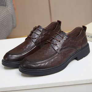 <b>Dropshipping</b> Wholesale High Quality Square Lace-Up Leather Dress Shoes for Men Trendy Business Formal Handmade Anti-Slip - Product Image 2