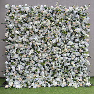 Panneaux Muraux <span class=keywords><strong>de</strong></span> Fleurs Artificielles Blancs en Tissu 2.4x2.4m pour Décoration <span class=keywords><strong>de</strong></span> Mariage, Arrangement <span class=keywords><strong>de</strong></span> Mariage, Toile <span class=keywords><strong>de</strong></span> Fond <span class=keywords><strong>de</strong></span> Fête et Cabine Photo - Product Image 2