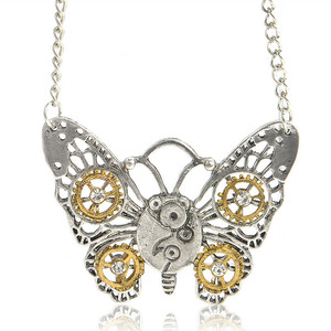 Colliers pendentifs mécaniques steampunk avec engrenages, <span class=keywords><strong>papillon</strong></span>, <span class=keywords><strong>abeille</strong></span>, hibou pour hommes, femmes, bijoux unisexes - Product Image 4