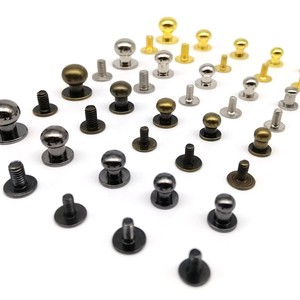 Твердая латунная медная круглая шаровая Головка, кожаная сумка для рукоделия, кошелек, ремень с винтовой задней частью, заклепка для ногтей - Product Image 1