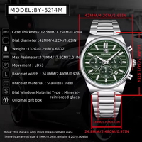 Montre-bracelet pour homme Benyar BY-5214, marque haut de gamme, bracelet en acier inoxydable, quartz, multifonction, date automatique, mode business, montres lumineuses