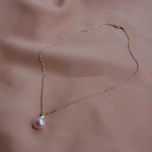 Natural Freshwater Baroque Droplet Shaped Single Pearl <b>Necklace</b> with Irregular Collarbone Chain Naturally Grown <b>Fine</b> <b>Pendant</b> - Product Image 4