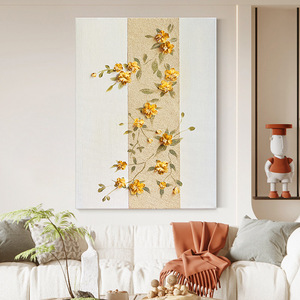 Hand Painted 3D Floral Oil Painting Modern Minimalist Living Room Decor With <b>Frame</b> Metal <b>Frame</b> Abstract Art Wall Art - Product Image 3