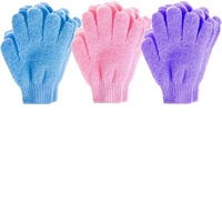 Guantes de Baño Reutilizables con Sistema de Microdermoabrasión, Material de Nailon, Juego de Guantes Exfoliantes sin Dedos para el Cuidado Corporal