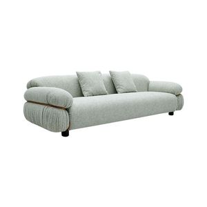 Wabi Sabi Style <b>Metal</b> <b>Frame</b> Fabric Sofa Bauhaus Beige Three Seater Minimalist Designer Leisure Couch - Product Image 1