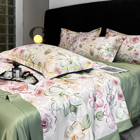 Lavage de la soie 4 pièces respirant été couverture refroidissement été couette ensemble doux pour la peau drap de lit ensemble de literie pour chambre