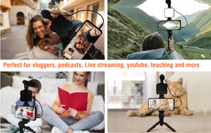 Vlog Beginners Smartphone Phone Video Kit AY-49 LED Light Microphone <b>Tripod</b> Hands Free Blog Youtube Camera Travel Vlogging Kit - Product Image 4