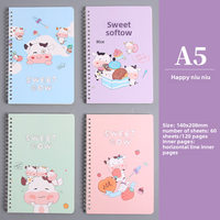 Carnet à spirale mignon motif vache de dessin animé, bloc-notes pour étudiants, journal d'écriture scolaire, papeterie pour enfants