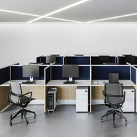 Bureau de bureau moderne personnalisé de haute qualité avec cloison en panneau d'aluminium pour 5 postes de travail, usage commercial