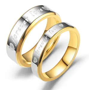 Conjunto de anillos de boda dorados de acero inoxidable, alta calidad, pareja, fe, amor, hope - Product Image 1