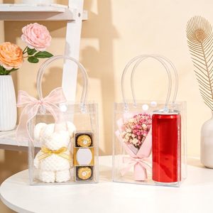 Wholesale Transparent PVC Shopping <b>Tote</b> Bags Packaging - Waterproof <b>Plastic</b> Gift Bags for Food with Custom Logo Print - Product Image 4