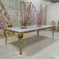 Tables de salle à manger de mariage en acier inoxydable or/argent de meubles d'événements de partie d'hôtel de prix usine bon marché