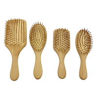 Brosse à cheveux en bois à poils de bambou pour démêler les cheveux bouclés, masser le cuir chevelu et démêler les boucles