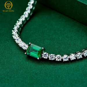 Pulsera de Tenis Minimalista de Oro de 10k con Diamantes Redondos de Zambia de Corte Esmeralda Cultivados en Laboratorio, Joyería Unisex de Alta Calidad para Regalo - Product Image 2