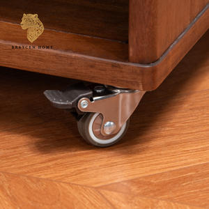 <span class=keywords><strong>Armoire</strong></span> de rangement étroite et haute en bois massif vintage avec roulettes et porte <span class=keywords><strong>vitrée</strong></span>, finition noyer, meuble à chaussures mobile pour la maison ou le bureau - Product Image 6