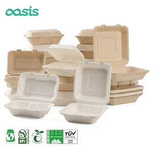 Ốc đảo thân thiện với môi compostable mía Bộ đồ ăn dùng một lần Bento Hộp Ăn Trưa và vỏ sò làm từ giấy và bã mía - Product Image 1