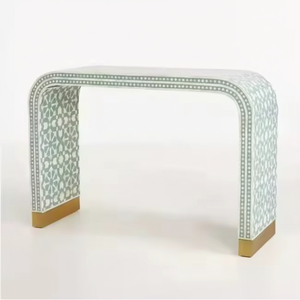 Mesa de consola con incrustaciones de hueso de diseño bohemio de la mejor calidad, mesa auxiliar negra otomana de Metal moderna para decoración para sala de estar, uso en Hotel - Product Image 1
