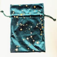 Pochette personnalisée en velours étoilé doré avec cordon de serrage, blanc/rose, taille personnalisée, sac cadeau Tarot, sac de rangement style céleste, sérigraphie