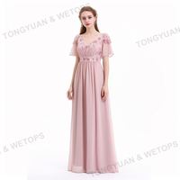 Robe de Grande Taille pour Femmes Grosses 4Xl 5Xl 6Xl 7Xl Robe de Demoiselle d'Honneur Longue Rose à Manches Courtes Robes de Soirée de Mariage Maxi Grande Taille