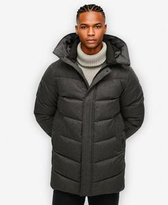 Manteau d'oie épais imprimé de logo personnalisé pour l'hiver veste longue décontractée avec capuchon en polyester de canard respirant lavé pour les amoureux - Product Image 4