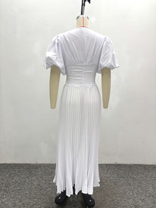 Vestido Casual Blanco con Cuello en V para Mujer, con Cordones en la Parte Delantera, Talla Grande, Tipo Bata, Maxi Vestido, Tallas S-2XL - Product Image 4