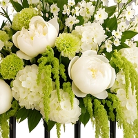 Boule de fleurs artificielle en soie PU/PE, centre de table, décoration de mariage, arrangement floral blanc et vert fait main, diamètre 45 cm