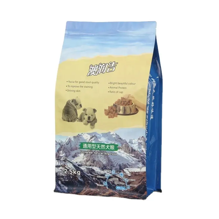 Kunden spezifisch bedrucktes Quad Seal Paket Folie Seiten zwickel Hundefutter beutel Verpackung 10 kg 15kg 20 kg