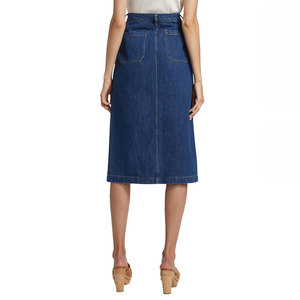 <span class=keywords><strong>Gonna</strong></span> <span class=keywords><strong>Midi</strong></span> in cotone <span class=keywords><strong>Denim</strong></span> personalizzato all'ingrosso per le donne - Product Image 4