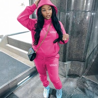 Ensemble deux pièces long pour femmes, style hiver européen et américain, avec sweat à capuche décontracté imprimé et doublure polaire, tenue de sport ODM