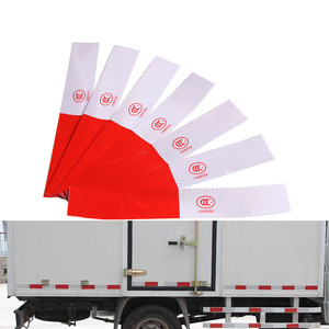 Autocollants réfléchissants rouge et blanc, bandes d'avertissement adhésives pour la protection latérale de la carrosserie des camions By-376 - Product Image 1