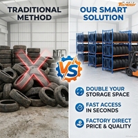 Support de rangement pliable en acier robuste pour pneus, surface thermolaquée, 3-4 niveaux empilables, écologique, pour l'extérieur, pour pneus de camion