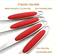 Ensemble d'ustensiles de cuisine en acier inoxydable, spatule, louche, écumoire, cuillère à soupe, 6 pièces, poignée en plastique, passe au lave-vaisselle