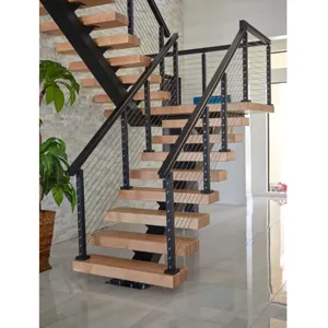 Popular Staircase Design Manufacturers Steel Floating Mono Escalier Stringer Staircase Hidden Stringer Steel Central Stair