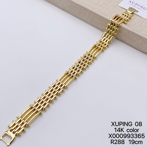 Gioielli XUPING all'Ingrosso, <span class=keywords><strong>Bracciale</strong></span> a Catena Cubana per <span class=keywords><strong>Uomo</strong></span> in Rame Placcato <span class=keywords><strong>Oro</strong></span> 14K, Stile Hip Hop alla Moda - Product Image 4