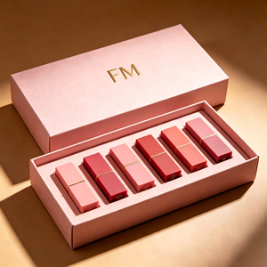 Caja de Regalo Cosmética de Lujo Personalizada con Logotipo en Relieve Dorado, Embalaje Ecológico de Cartón Rígido con Inserto para Lápiz Labial OEM - Product Image 1