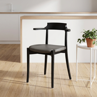 Chaise de salle à manger en bois massif de style nordique minimaliste moderne de haute qualité avec dossier en cuir écologique pour la maison, le café, l'hôtel, la villa