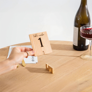 Chất Lượng Cao Bằng Gỗ Quán Cà phê Đám Cưới Nhà Hàng Số Tấm Với Mã QR Tùy Chỉnh Khắc Logo Số Văn Bản Mã QR Bảng Menu - Product Image 4