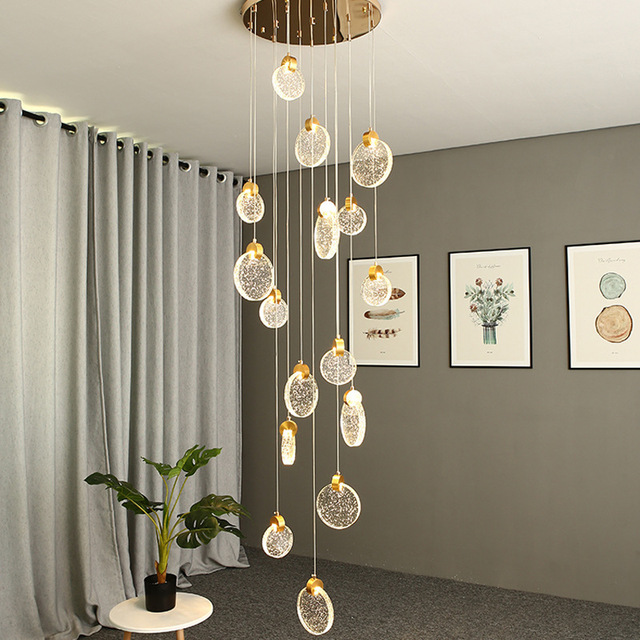 Chandeliers & Pendant Light Lamp Luxury Ceiling Staircase Black Dining Room Pendant Lighting Hotel Bathroom Vintage Bedroom Flux