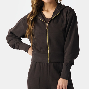 Top Quality <strong>Women's</strong> Crop Knitted Zip up <strong>Snuggle</strong> <strong>Hoodie</strong> Blanket <strong>Women</strong> Sweatsuits Two Piece Comfortable Breathable Zipper Hoodies - Product Image 4