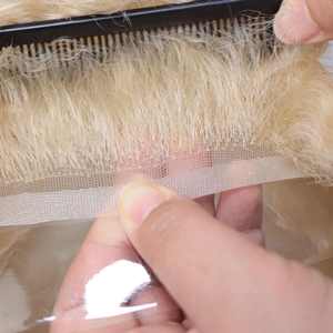 Prothèse capillaire complète 613 Blonde Afro Wave pour hommes, en dentelle suisse française, respirante et en cheveux indiens Remy - Product Image 2